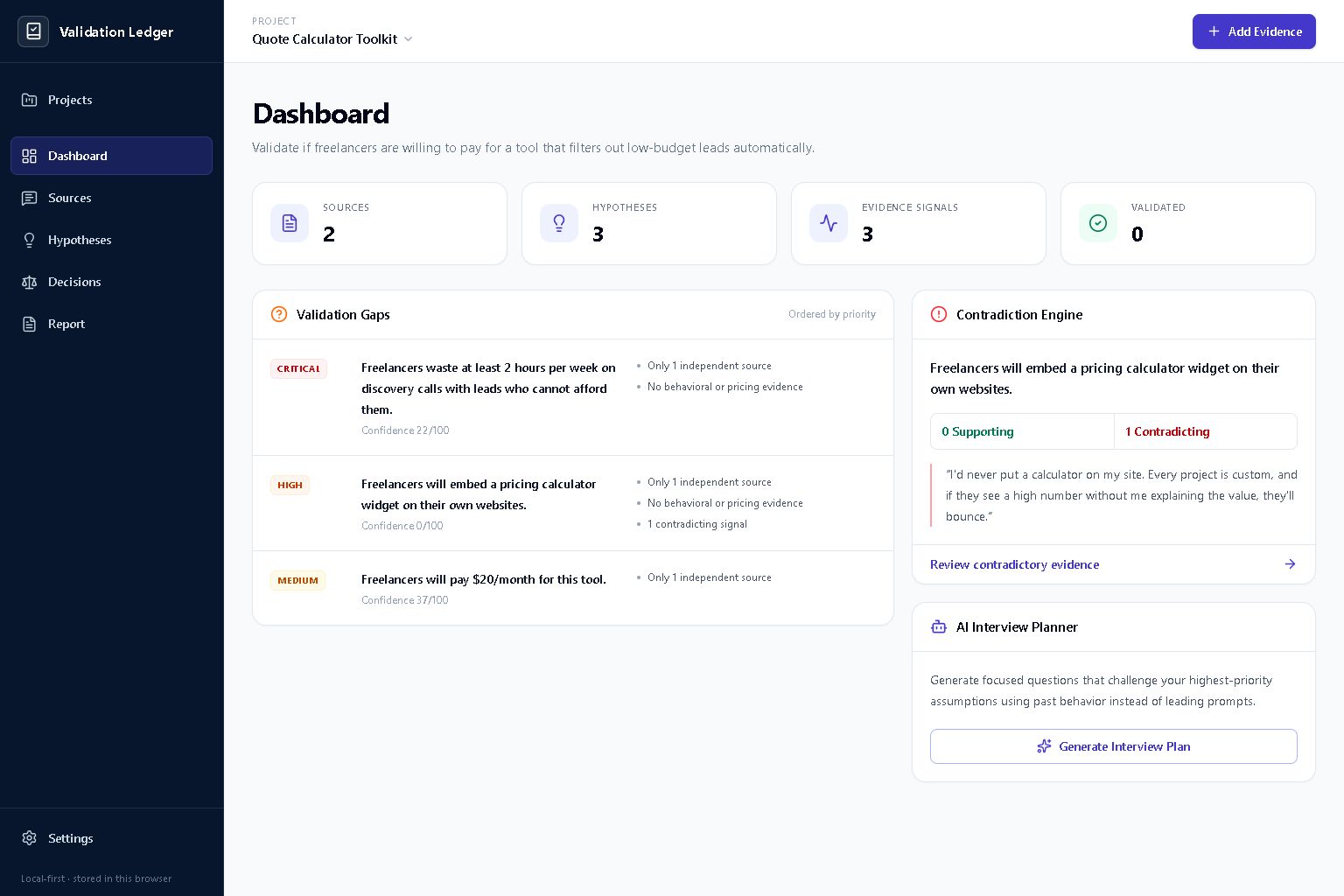 Validation Ledger screenshot